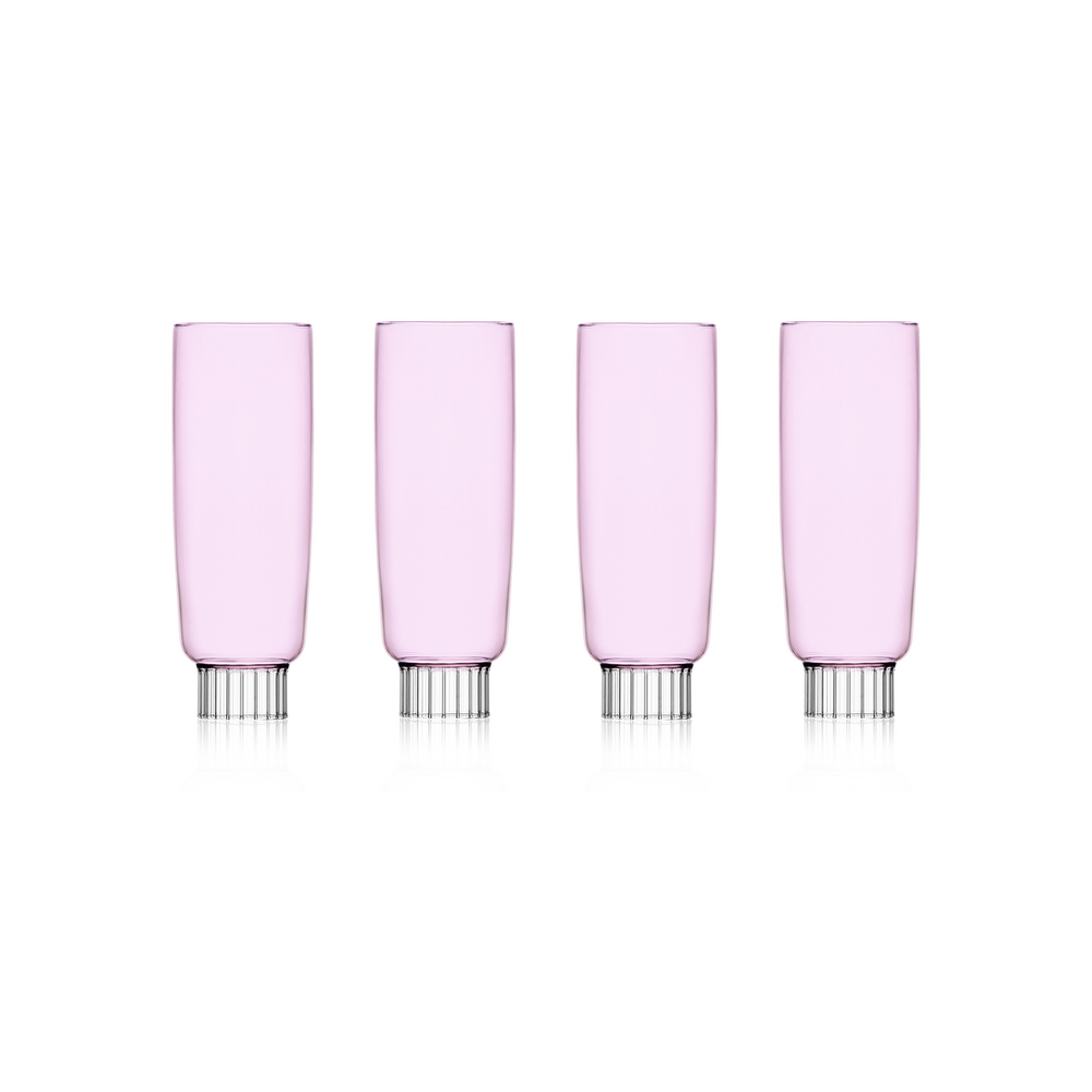 Sprezz's blush pink champagne flute from the Romantic Collection, a perfect example of safe glassware that combines functional elegance with colorful charm for any brunch party setup.