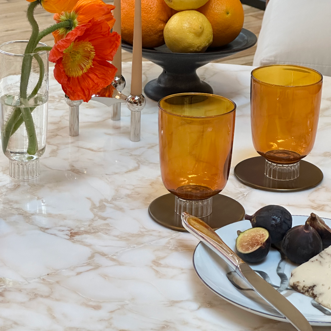 amber fluted drinking glasses