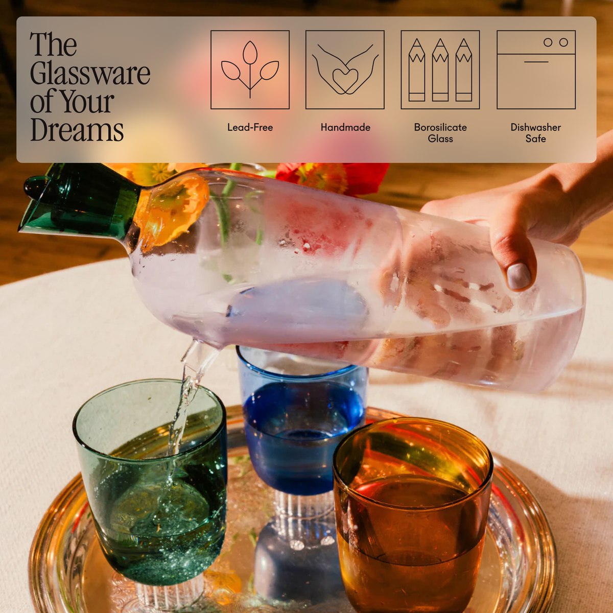 best bridesmaid gifts colored glassware