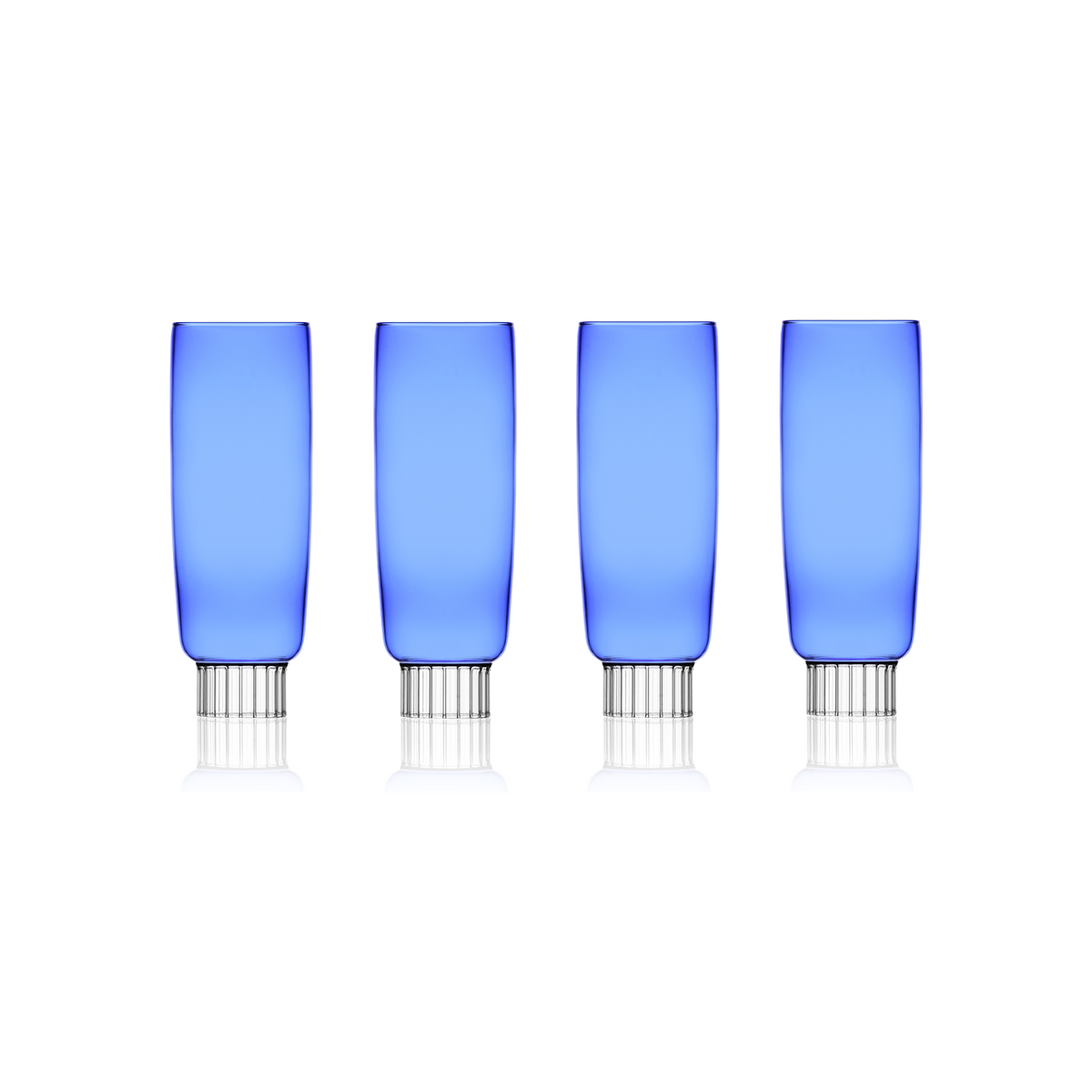Set-of-four cobalt blue colored champagne flutes