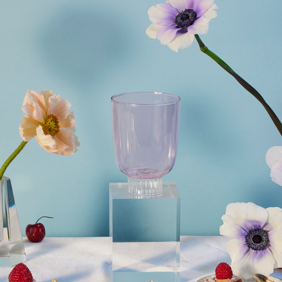  Blush pink colored stemless wine glass. Made from 100% borosilicate glass. Beautiful bridesmaid gifts
